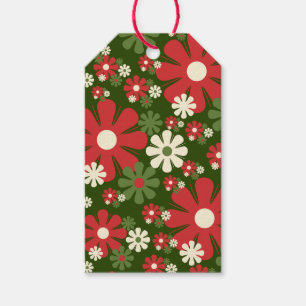 Groovy Christmas Blume 60er 70er Floral Pattern Geschenkanhänger
