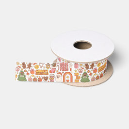Groovy Christmas Hippie Retro Merry Santa Funny Satinband