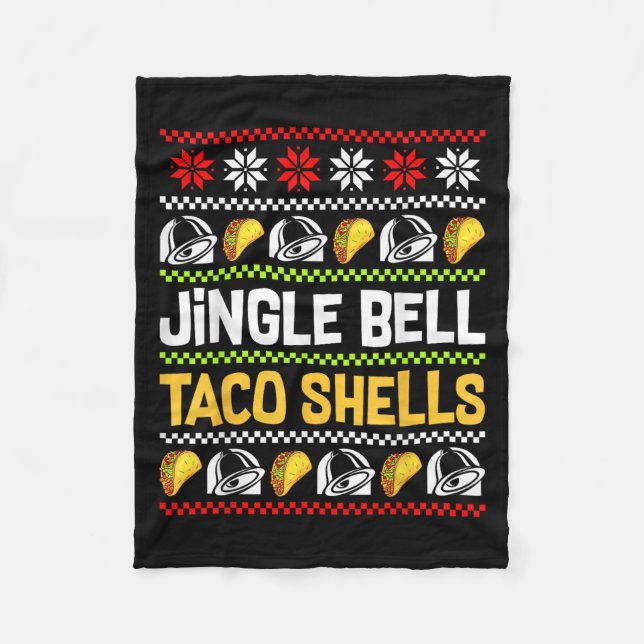 Groovy Christmas Jingle Bells Taco Shells Ugly Xma Fleecedecke (Vorderseite)