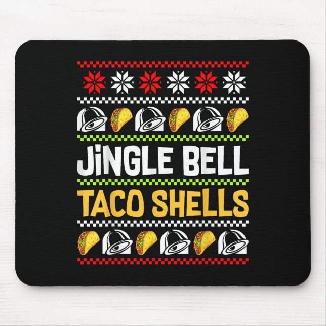Groovy Christmas Jingle Bells Taco Shells Ugly Xma Mousepad (Vorne)