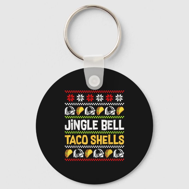 Groovy Christmas Jingle Bells Taco Shells Ugly Xma Schlüsselanhänger (Vorderseite)