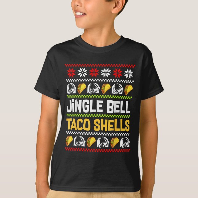 Groovy Christmas Jingle Bells Taco Shells Ugly Xma T-Shirt (Vorderseite)