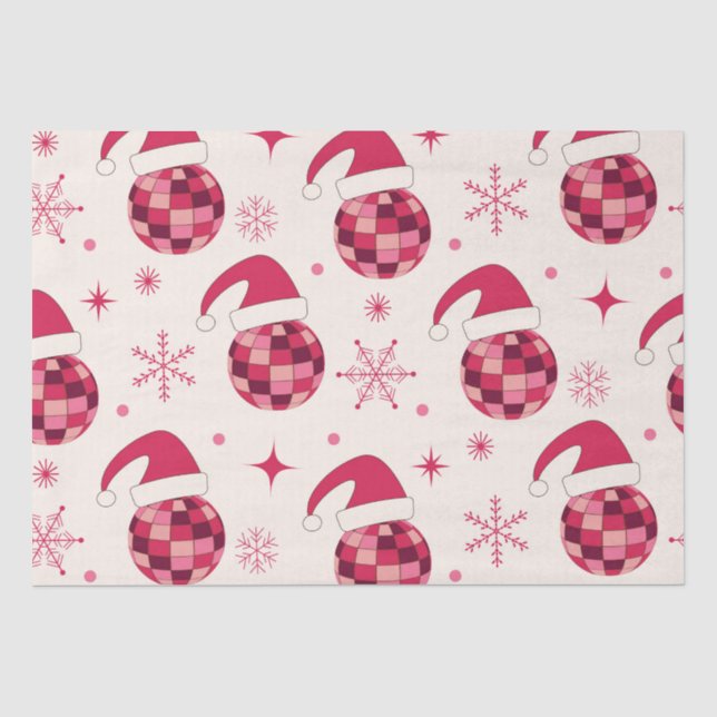 Groovy Christmas Santa Disco Balls Muster Seidenpapier (Vorderseite)