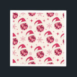 Groovy Christmas Santa Disco Balls Muster Serviette<br><div class="desc">Das ist eine helle und helle Weihnachtsdiskokugel in Weihnachtsmannmütze mit Rot,  Rosa und Bordeaux mit Schneeflocken und Sternen.</div>
