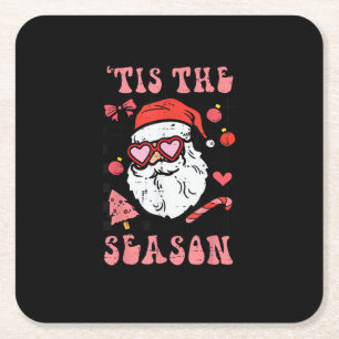 Groovy Christmas Santa Tis The Season Rechteckiger Pappuntersetzer