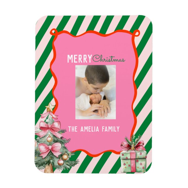 Groovy Christmas Tree Doodle Photo  Magnet (Vertikal)