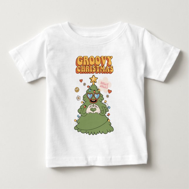 Groovy Christmas Tree - Holly Jolly Vibes Baby T-shirt (Vorderseite)