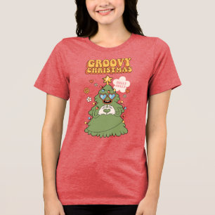 Groovy Christmas Tree - Holly Jolly Vibes Tri-Blend Shirt