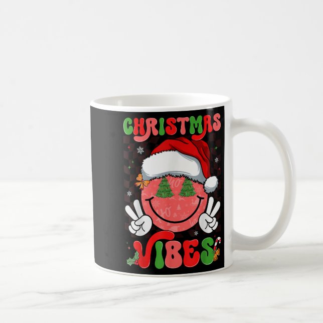 Groovy Christmas Vibes Smile Face Santa Hat Xmas M Kaffeetasse (Rechts)