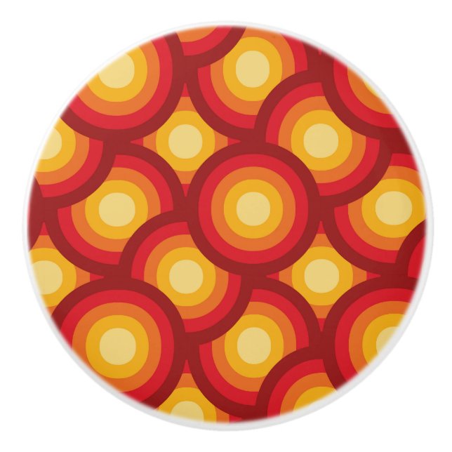 Groovy Circles, geometric Retro 1970s Keramikknauf (Vorderseite)
