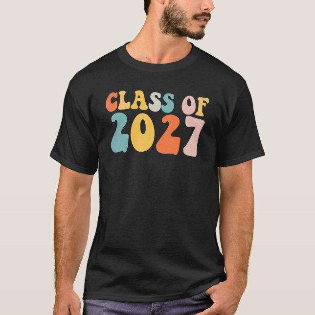 Groovy Class Of 2027 Senior Junior 12th Grade Back T-Shirt (Vorderseite)
