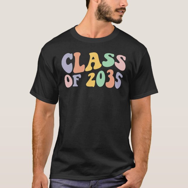 Groovy Class Of 2035 Kindergarten Graduation Schoo T-Shirt (Vorderseite)