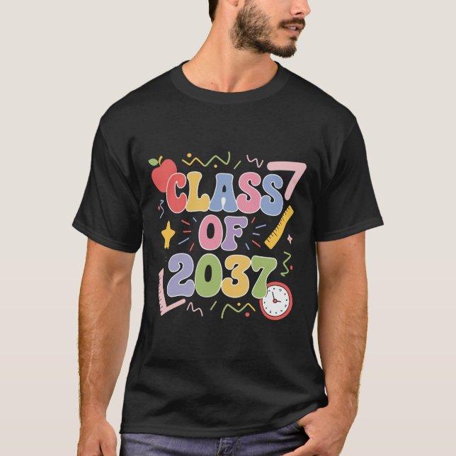 Groovy Class of 2037 Grow with Me, back to school T-Shirt (Vorderseite)