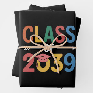 Groovy Class of 2039 Abschluss Senior 2039 Geschenkpapier Set