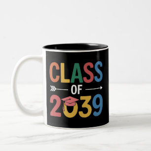 Groovy Class of 2039 Abschluss Senior 2039 Zweifarbige Tasse
