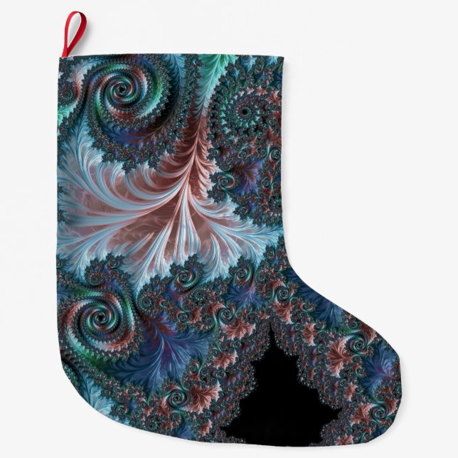 Groovy Colorful Boho Hippie Mandelbrot Fraktal Art Großer Weihnachtsstrumpf (Vorderseite)
