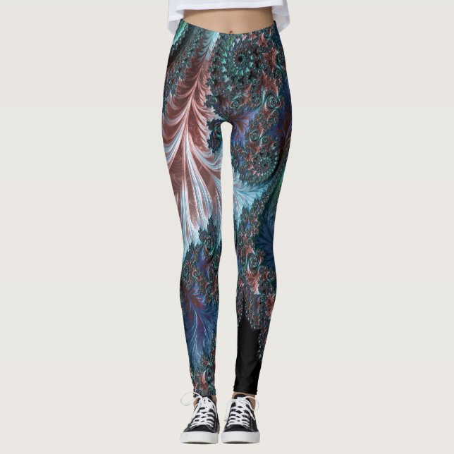 Groovy Colorful Boho Hippie Mandelbrot Fraktal Art Leggings (Vorderseite)