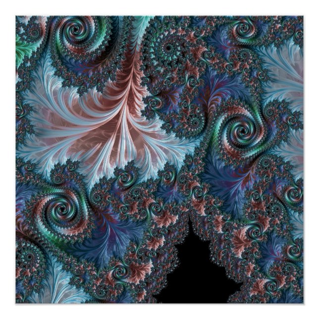Groovy Colorful Boho Hippie Mandelbrot Fraktal Art Poster (Vorderseite)