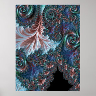 Groovy Colorful Boho Hippie Mandelbrot Fraktal Art Poster