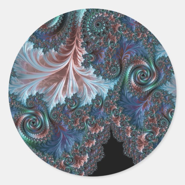 Groovy Colorful Boho Hippie Mandelbrot Fraktal Art Runder Aufkleber (Vorderseite)