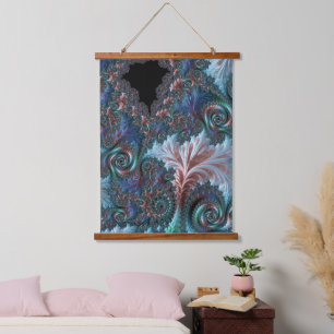 Groovy Colorful Boho Hippie Mandelbrot Fraktal Art Wandteppich Mit Holzrahmen