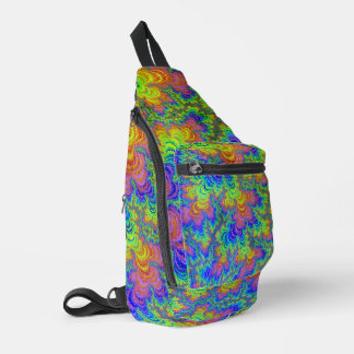 Groovy Colorful Boho Hippie Trippy Rainbow Fraktal Crossbody Bag