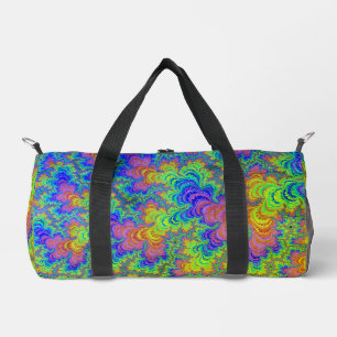 Groovy Colorful Boho Hippie Trippy Rainbow Fraktal Duffle Bag