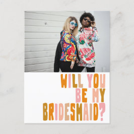 Groovy Colorful Bridesmaid Foto Vorschlag Postkarte