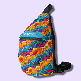 Groovy Colorful Clouds Crossbody Bag