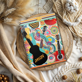 Groovy Colorful Guitars Spiral Foto Notebook Notizblock