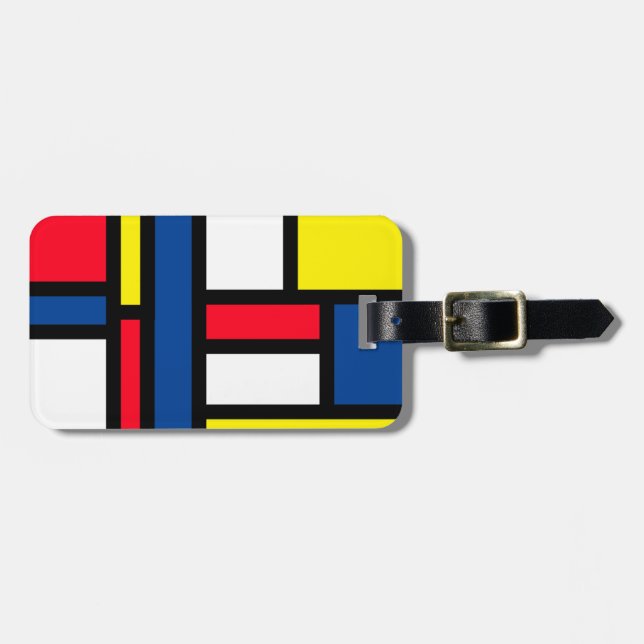 Groovy Colorful Modern Mondrian Style Abstrakt Art Gepäckanhänger (Vorderseite horizontal)