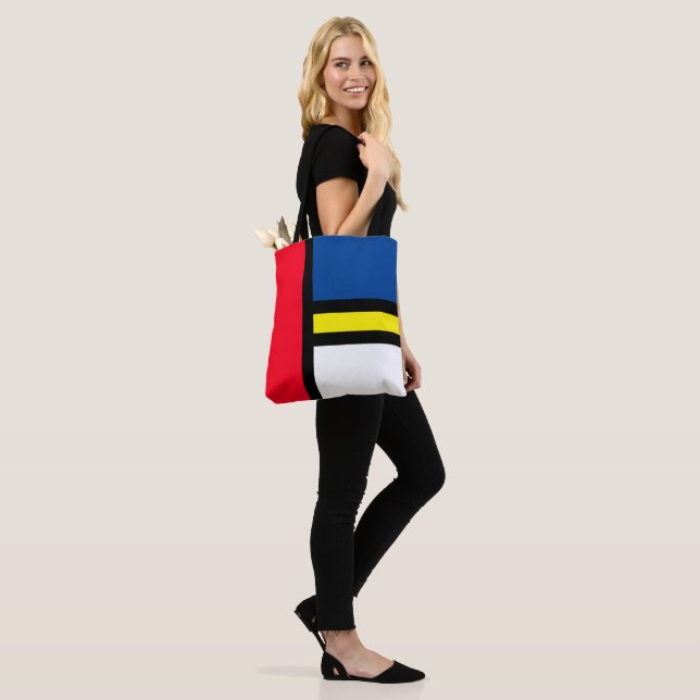 Groovy Colorful Modern Mondrian Style Abstrakt Art Tasche (Am Model)