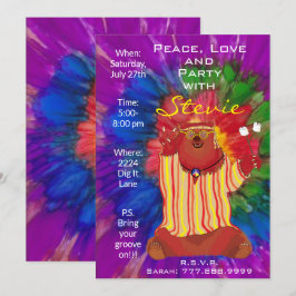 Groovy Colorful Peace Bären 1960s Style Einladung