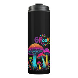 Groovy Colorful Psychedelic Mushrooms Thermosbecher
