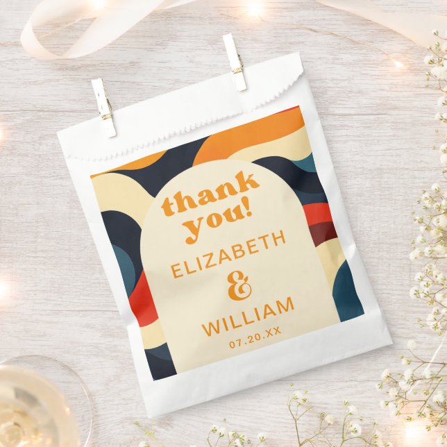 Groovy Colorful Retro Wavy Boho Wedding Vielen Dan Geschenktütchen (Ausgeschnitten)