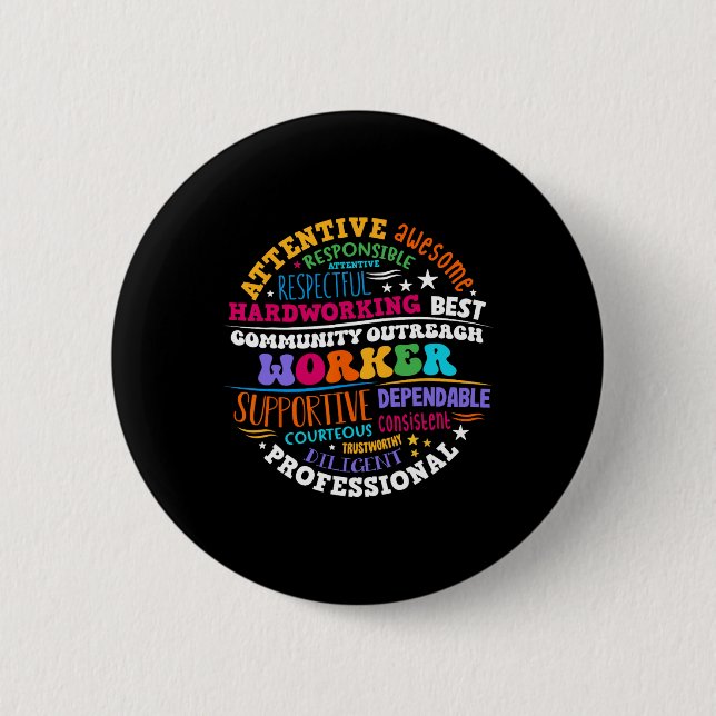 Groovy Community Outreach Worker Zurück zur Schule Button (Vorderseite)