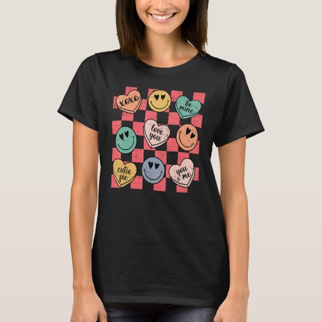 Groovy Conversation Heart Candy Valentines Day Cos T-Shirt (Vorderseite)