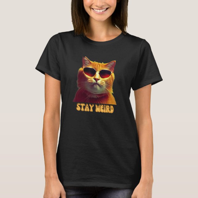 Groovy Cool Cat mit Brille für Cat Vater Bleibe We T-Shirt (Vorderseite)