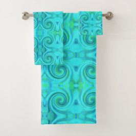Groovy Cooles Abstraktes Aqua Liquid Art Swirl Mus Badhandtuch Set