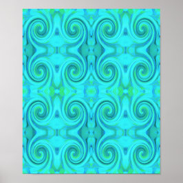 Groovy Cooles Abstraktes Aqua Liquid Art Swirl Mus Poster