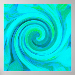 Groovy Cooles Abstraktes Aqua Liquid Art Swirl Poster