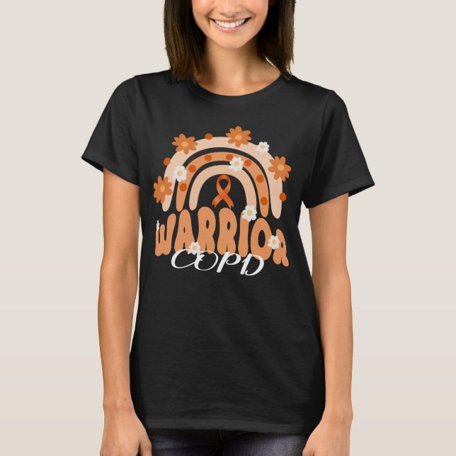 Groovy Copd Krieger Regenbogen Blume T-Shirt (Vorderseite)