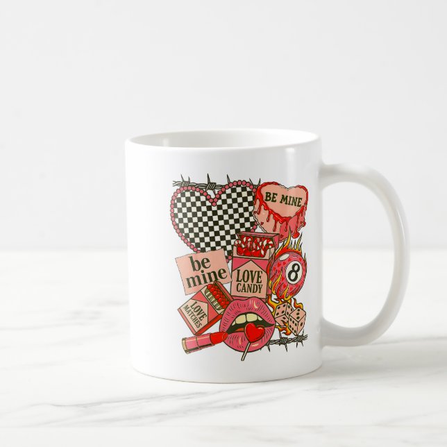 Groovy Coquette Western Valentines Day Collage Cli Kaffeetasse (Rechts)