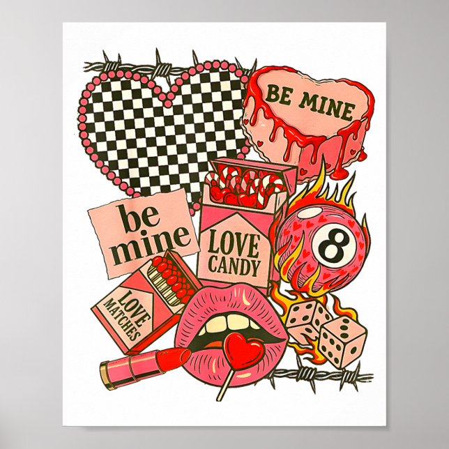 Groovy Coquette Western Valentines Day Collage Cli Poster (Vorne)
