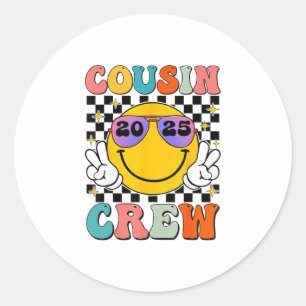 Groovy Cousin Crew 2025 Sommerferien Strand Fami Runder Aufkleber