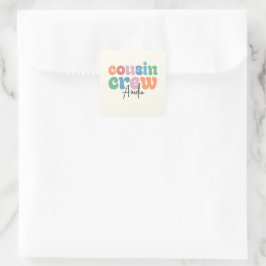 Groovy Cousin Crew Personalisiert Quadratischer Aufkleber