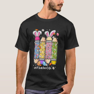 Groovy Cute Lehrer Leben Bleistift Mit Hasenohren T-Shirt