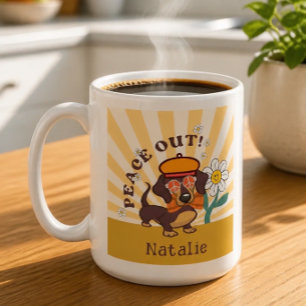 Groovy Dachshund Peace Out Kaffeetasse