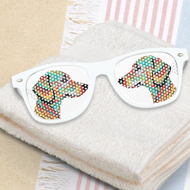 Groovy Dackel Farbige Dackel Hund Cool Partybrille (A cool pair of sunglasses with groovy, colorful dachshund design, ideal for doxie lovers)