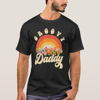 Groovy Daddy Retro Rainbow Farbige Blume Vater T-Shirt